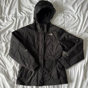 Black The North Face jacket 

Missing belt small tear on arm in picture
